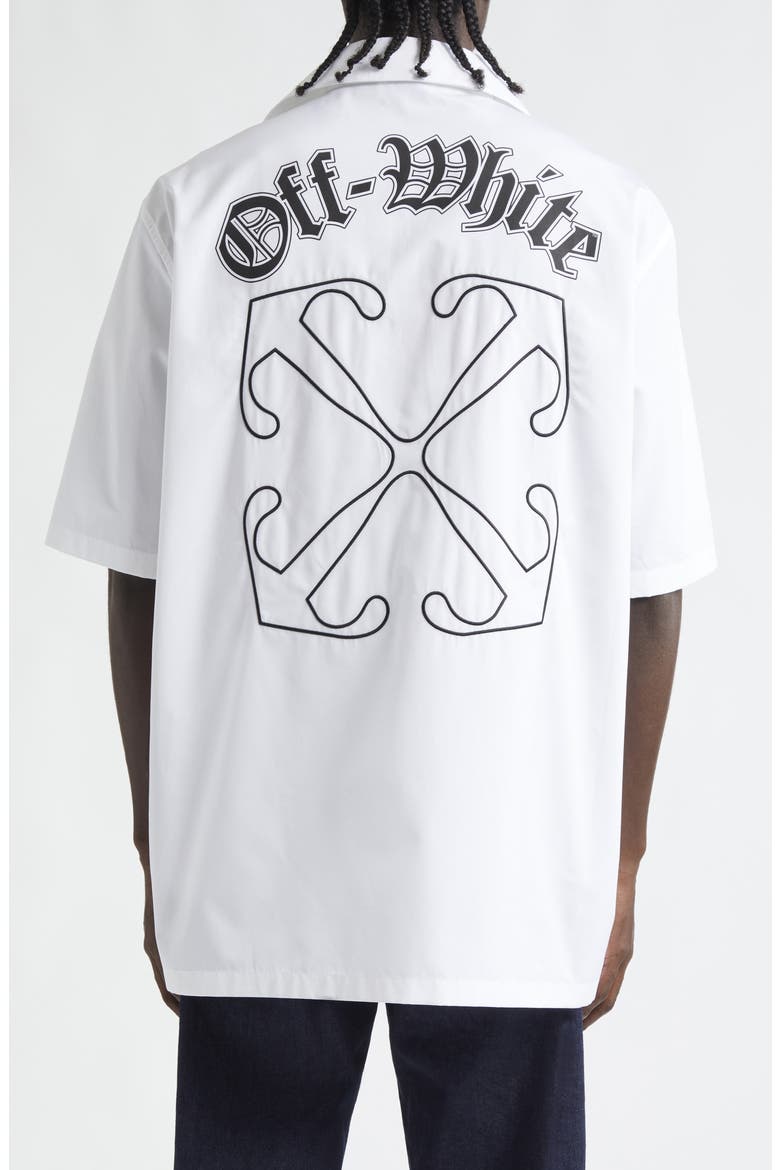 Gothic Arrows Cotton Poplin Bowling Shirt, Alternate, color, WHITE - BLACK