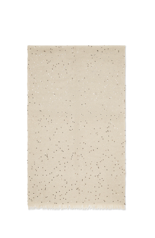 Brunello Cucinelli Cashmere And Silk Diamond Yarn Scarf In Sand