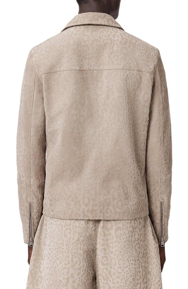 AllSaints Hockley Debossed Animal Print Suede Jacket, Alternate, color, Pasilla Brown