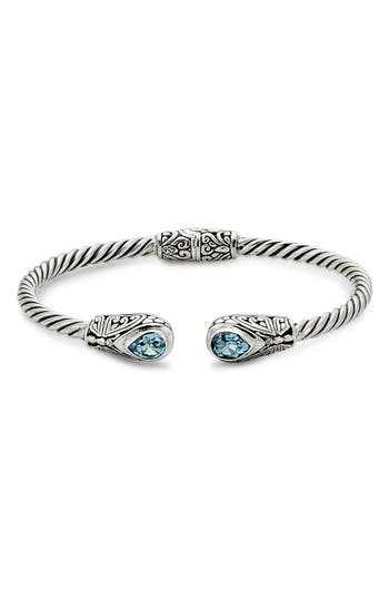 Samuel B. Silver 1.50 Ct. Tw. Topaz Twisted Cable Bangle Bracelet In Blue