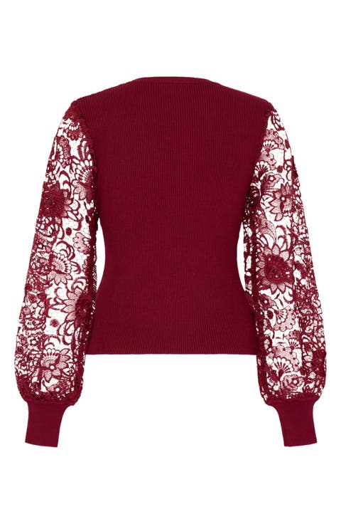 Josette Lace Sleeve Rib Sweater