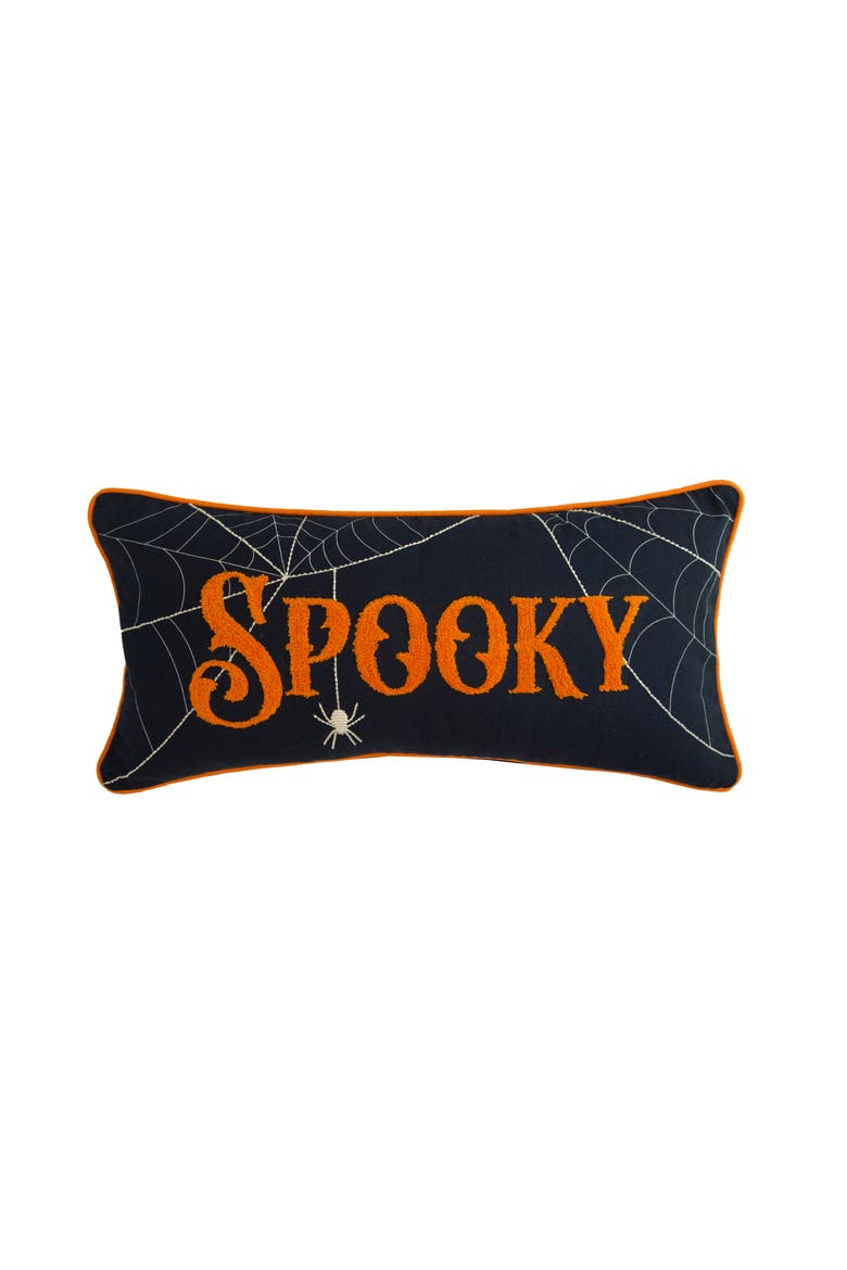 Halloween Rectangle Spider Web Accent Pillow, 12" x 24", Main, color, Black