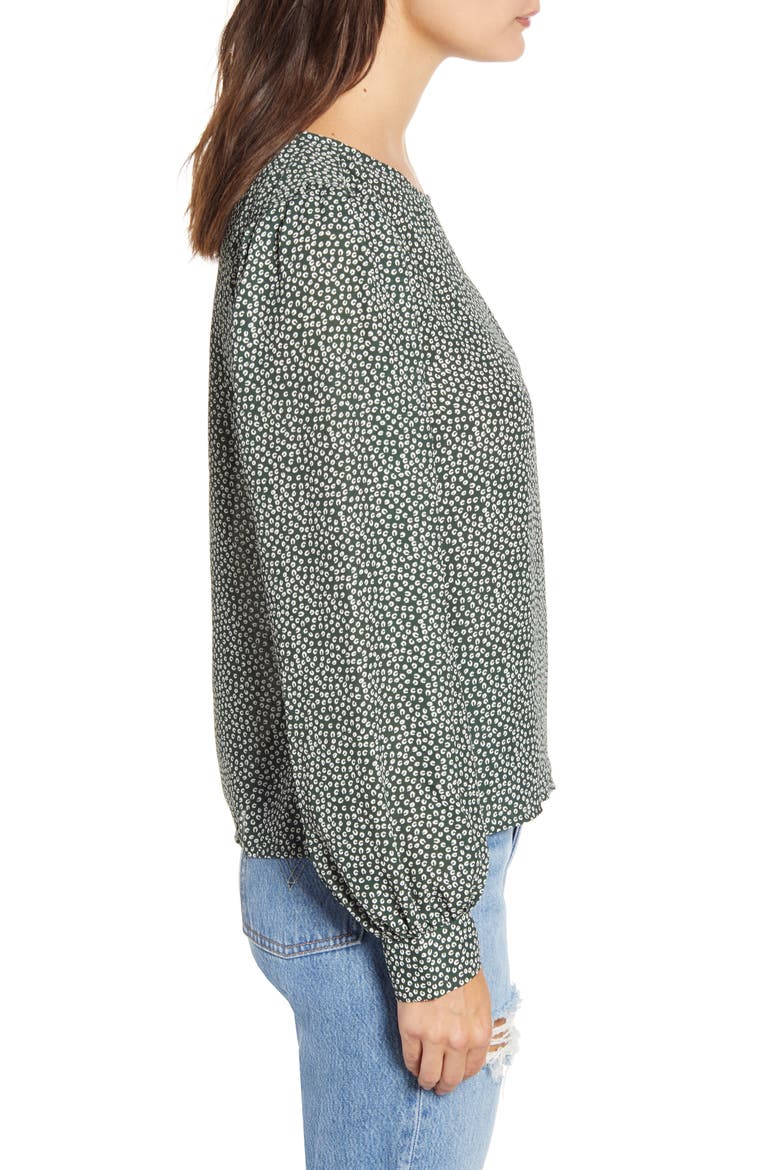 Print Blouse, Alternate, color, GREEN MINI FLORAL