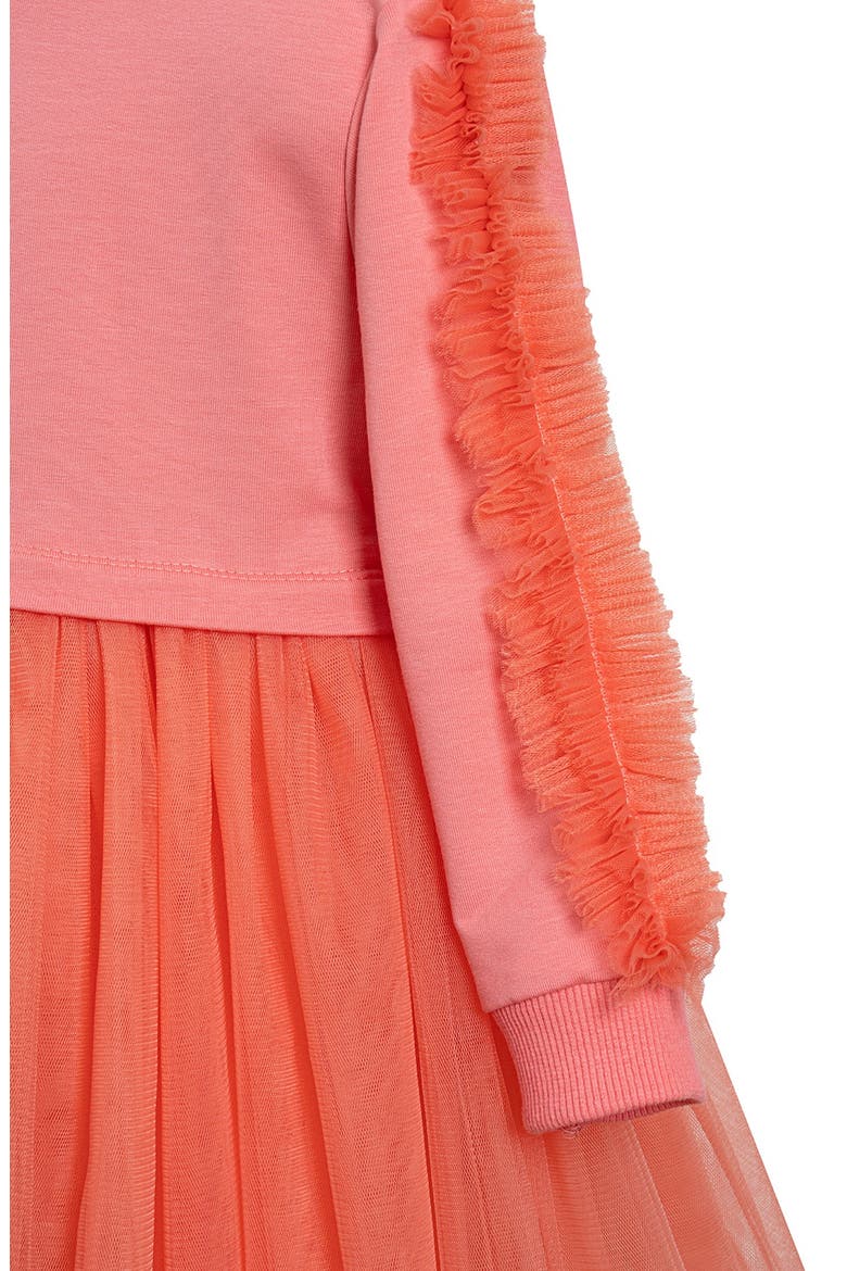 Ruffle Sweatshirt Dress, Alternate, color, Coral Peony