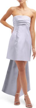 Alfred Sung Oversize Bow Back Strapless Minidress