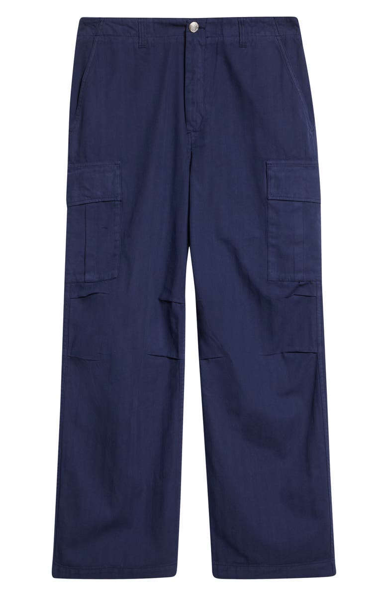 PALMES Cotton Herringbone Wide Leg Cargo Pants, Main, color, Navy