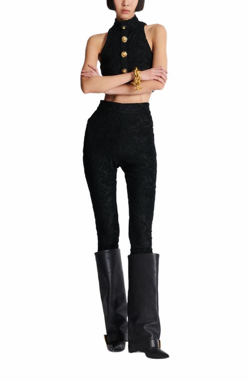 Balmain Women Baroque Crop Top In Black