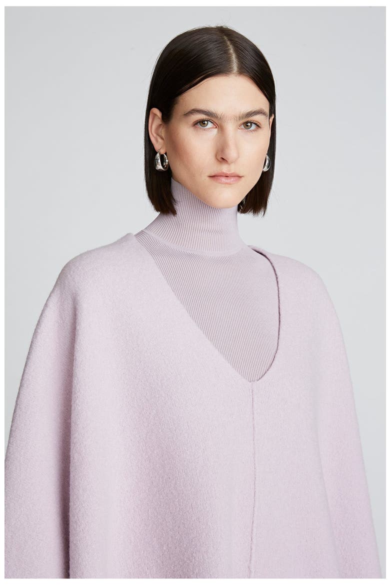 Bridget Poncho In Boiled Wool, Alternate, color, Light Plum
