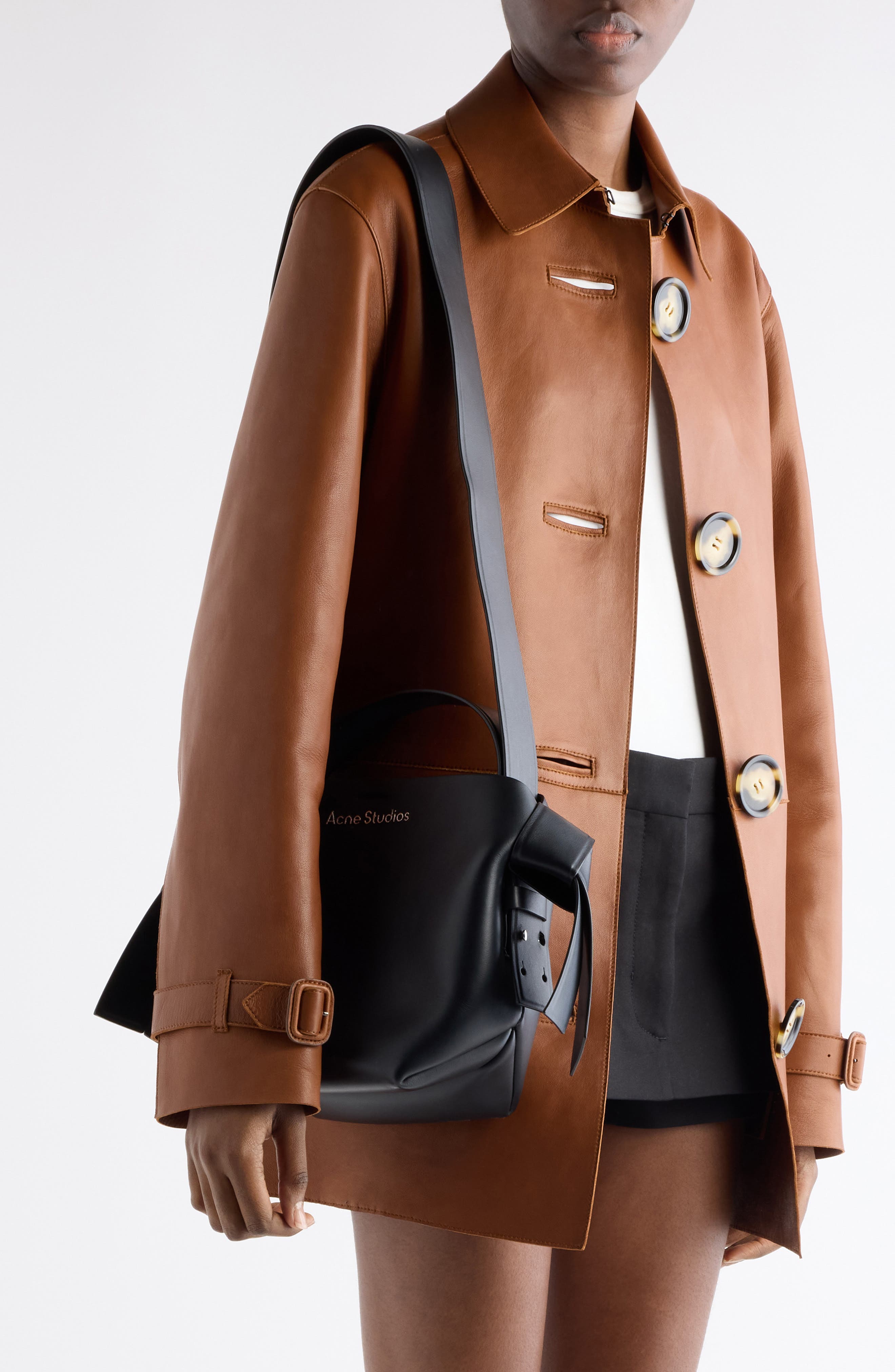 Acne Studios Mini Musubi Leather Top Handle Bag, Alternate, color, 