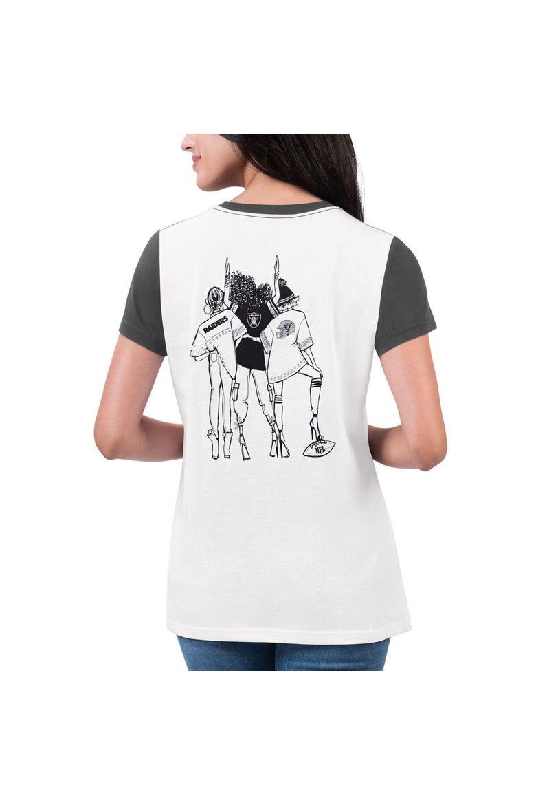 Women's G-III 4Her by Carl Banks White/Black Las Vegas Raiders Fashion Illustration T-Shirt, Alternate, color, White