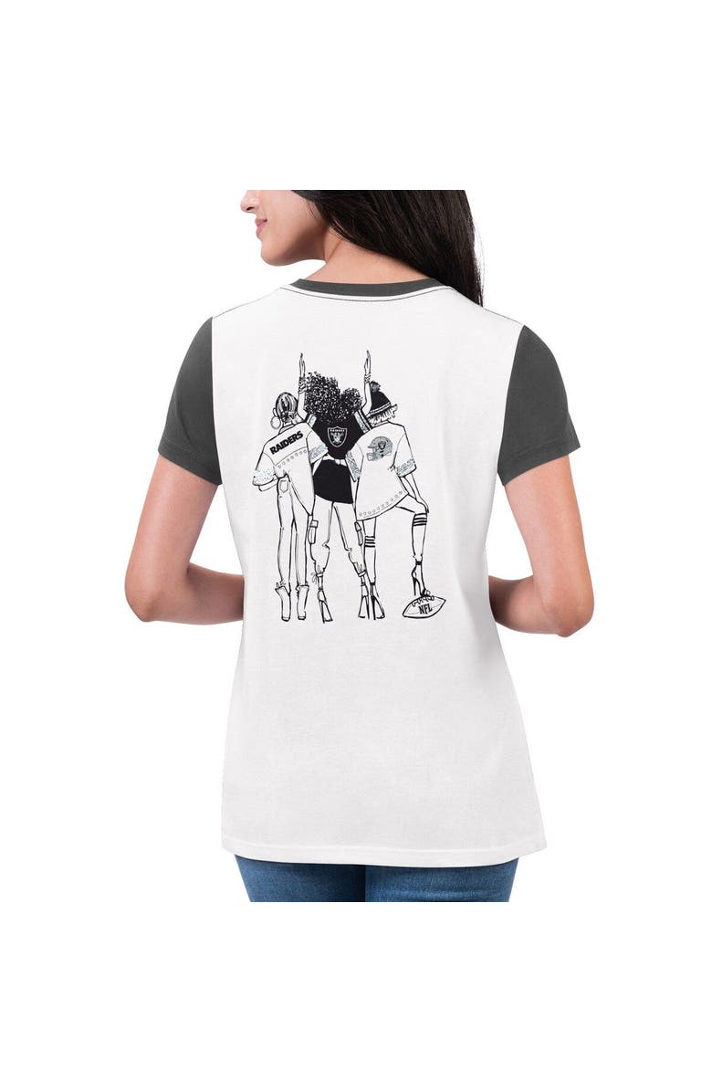 G-III 4HER BY CARL BANKS Women's G-III 4Her by Carl Banks White/Black Las Vegas Raiders Fashion Illustration T-Shirt, Alternate, color, White
