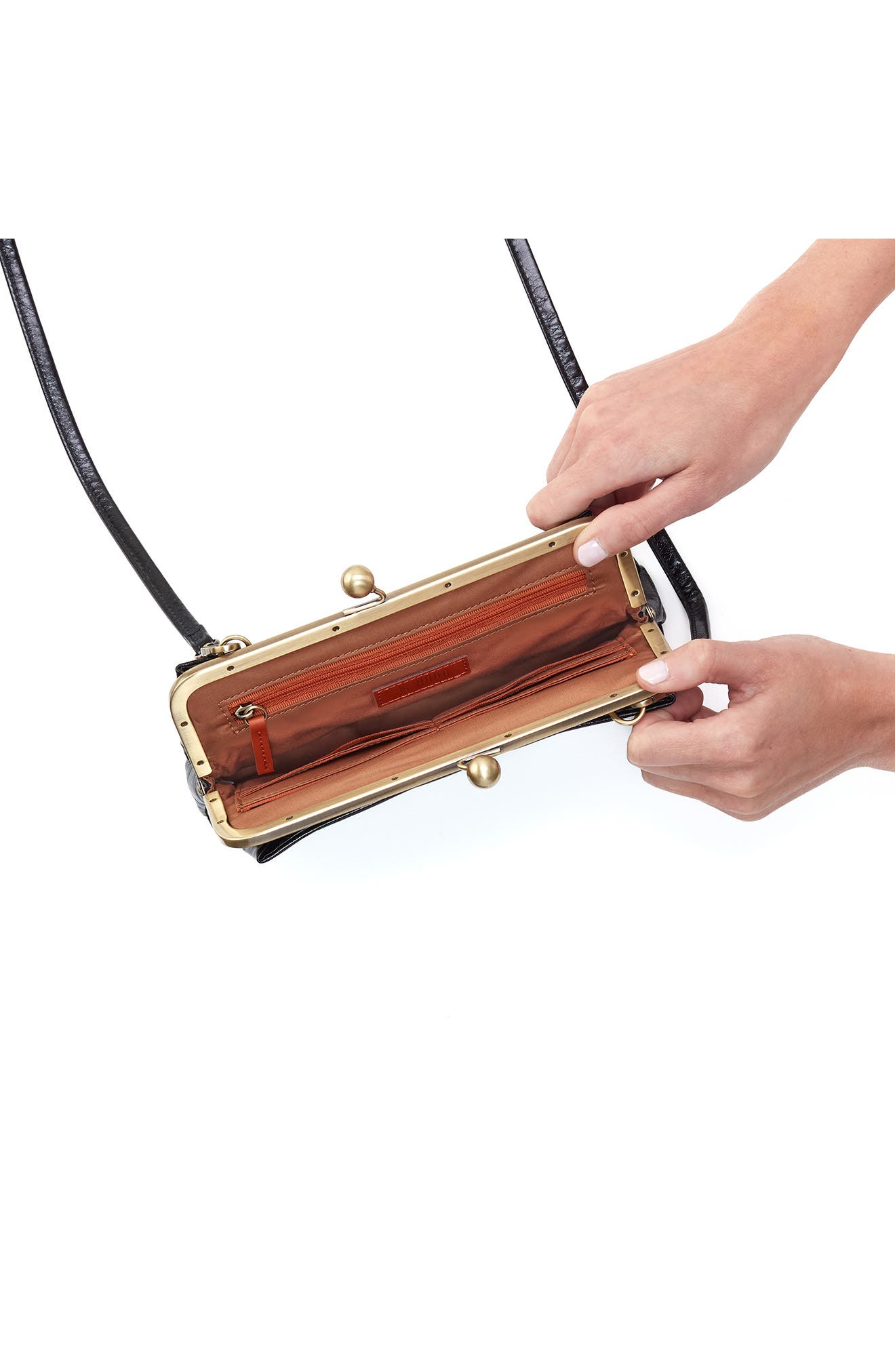 HOBO Lauren Leather Frame Clutch, Alternate, color, 