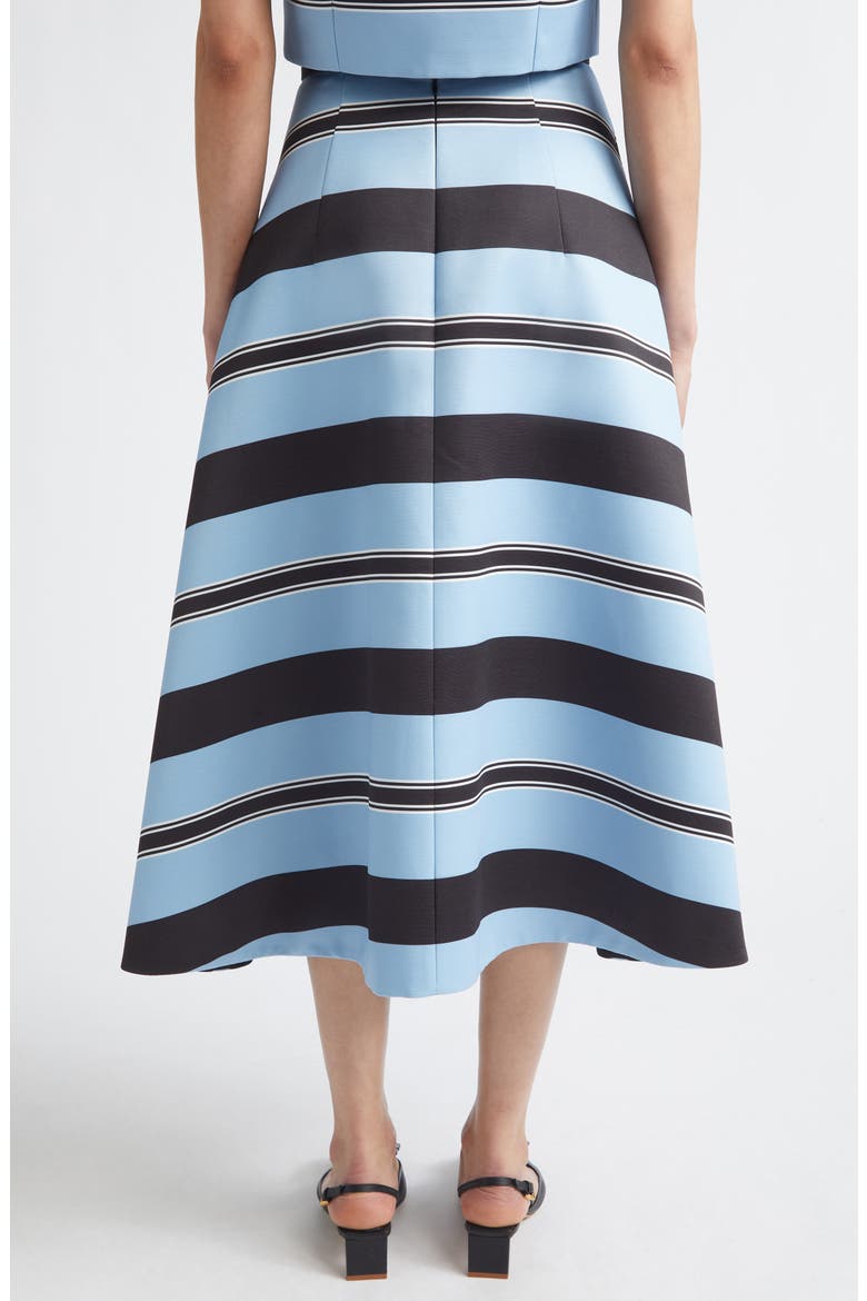 Hallie Stripe Taffeta Faille A-Line Midi Skirt, Alternate, color, GRAPHIC STRIPE - BLUE BLACK