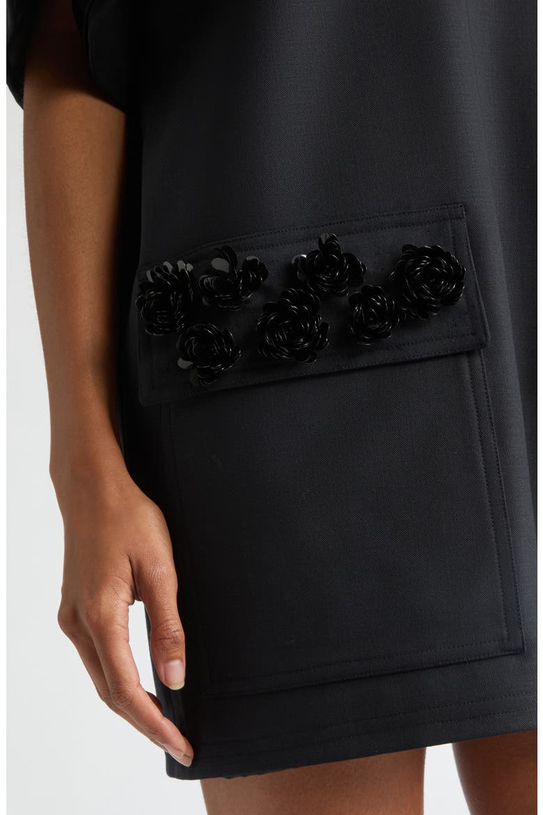 Floral Appliqué Minidress, Alternate, color, MELANGE BLUE
