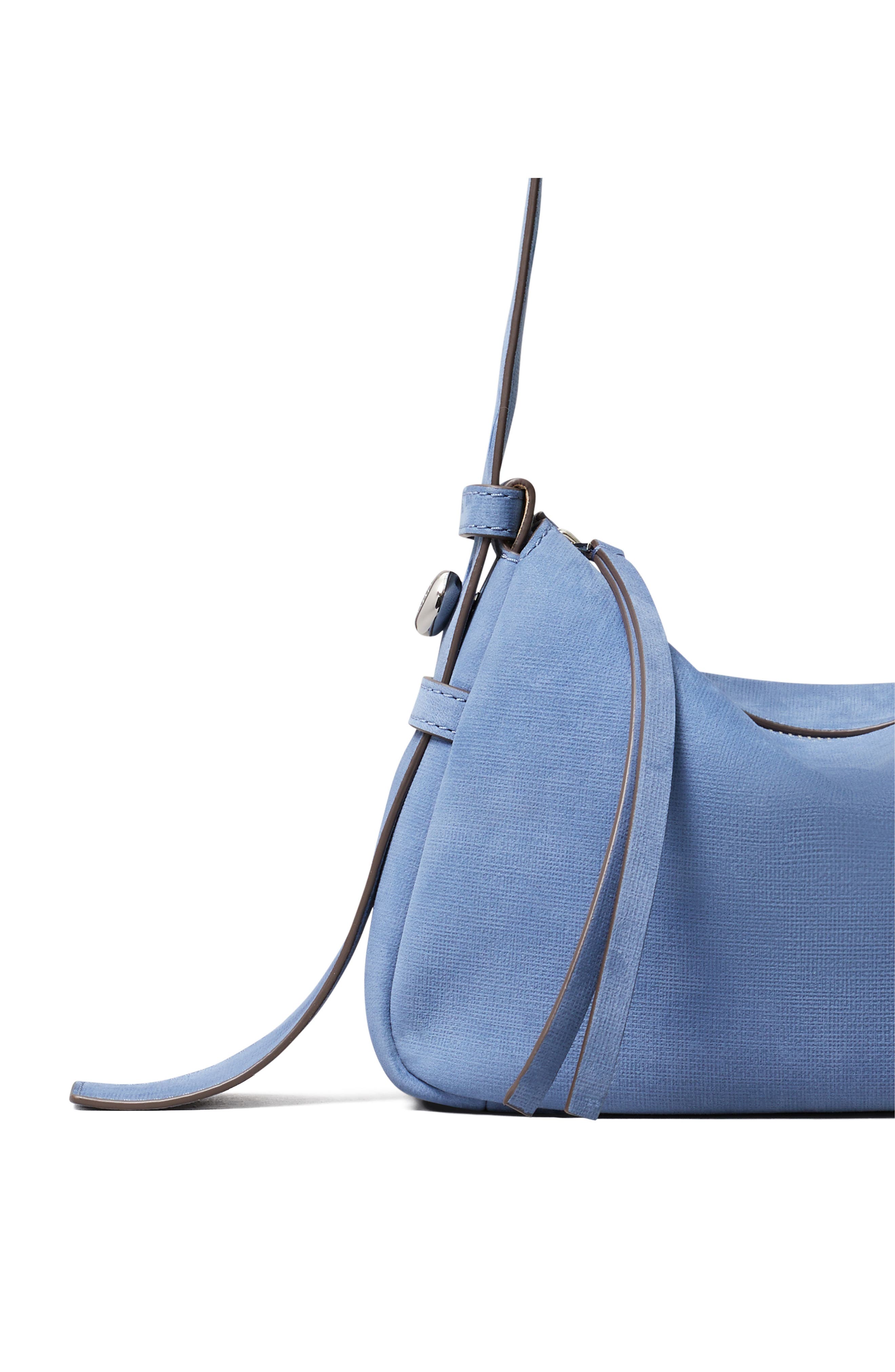 Tory Burch Small Romy Nubuck Leather Shoulder Bag, Alternate, color, Soft Blue