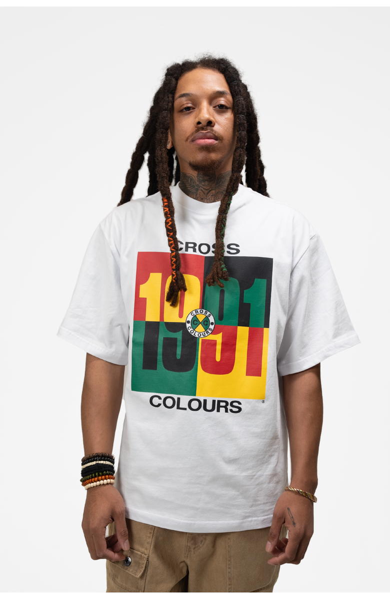 Cross Colours 1991 T-Shirt, Main, color, White