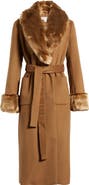 Via Spiga Wool Blend Coat with Faux Fur Trim