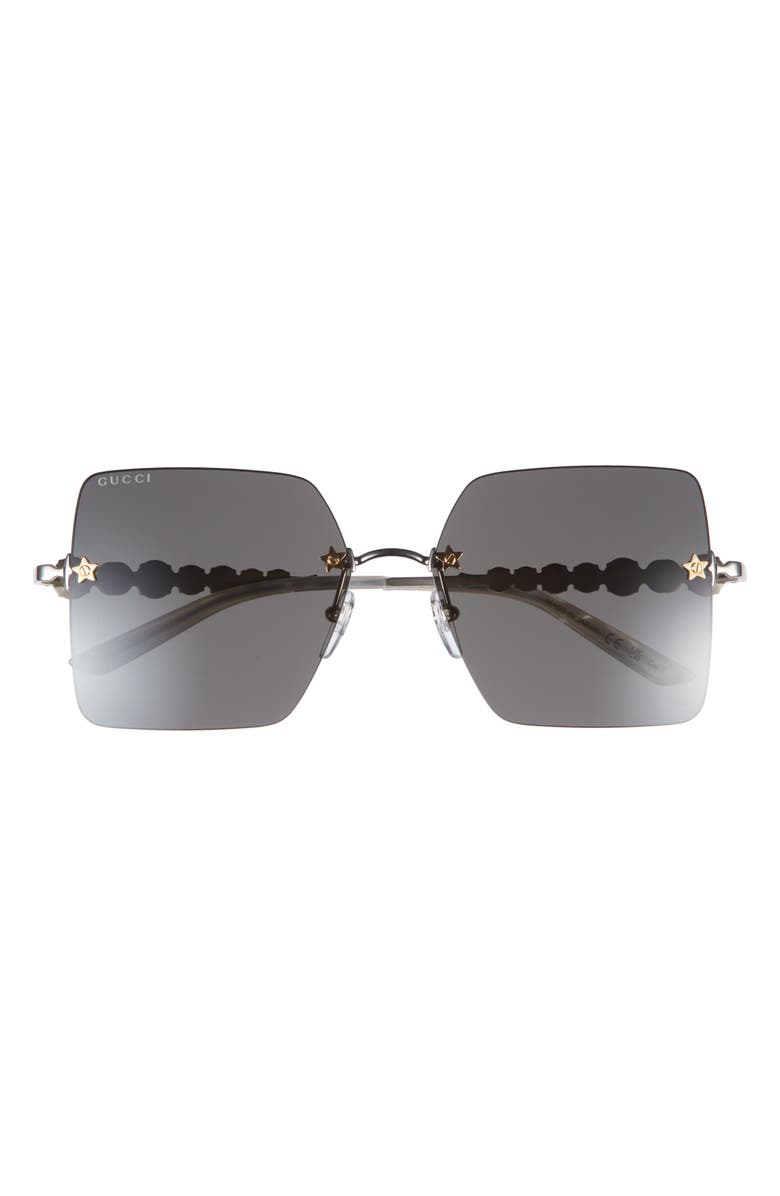Gucci 56mm Square Sunglasses, Main, color, Silver Silver Grey