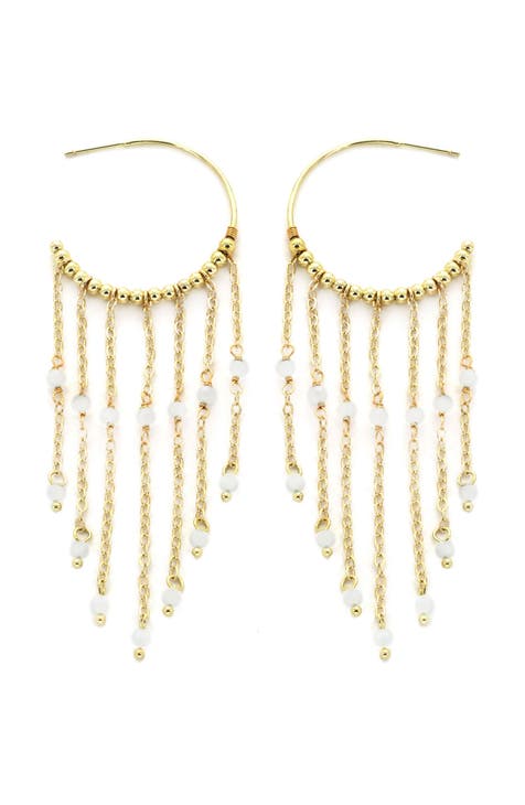 Crystal Fringe Hoop Earrings