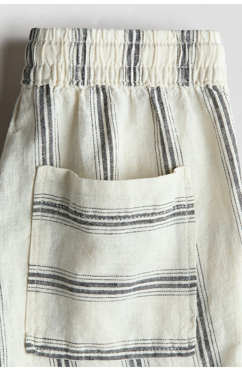 H&M Linen-blend Drawstring Shorts, Alternate, color, Cream/Striped