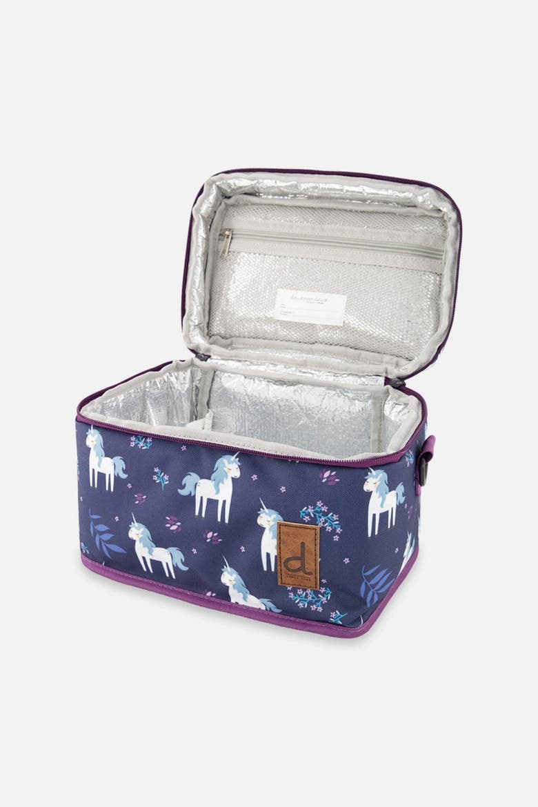 Unicorn Organized Spacious Lunch Box, Alternate, color, Blue and Purple Unicorn Print