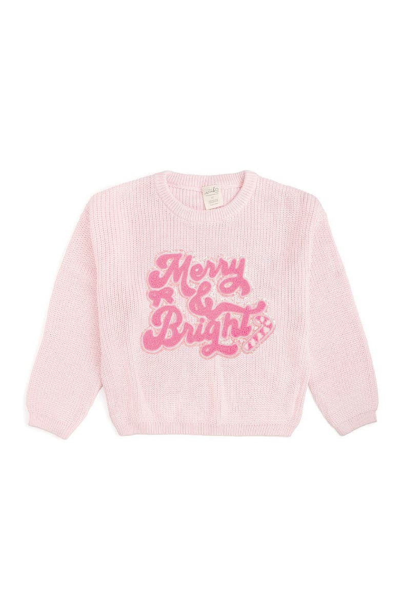 Merry and Bright Patch Christmas Sweater, Main, color, Light Pink