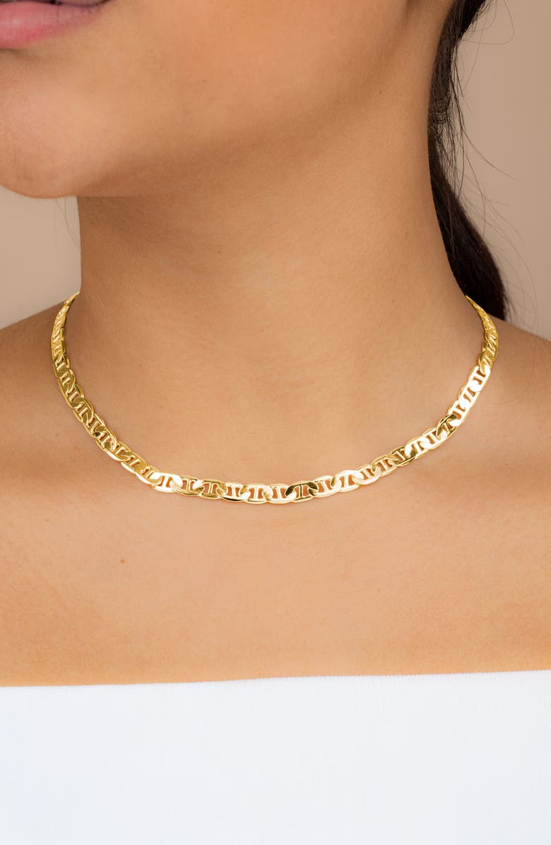 Sterling Forever Inga 14K Gold Plated Mariner Chain Necklace, Alternate, color, Gold