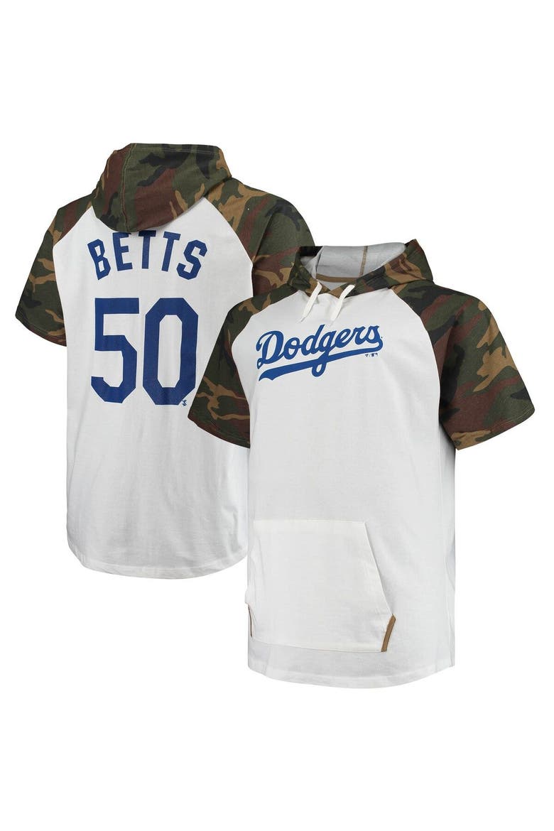 Men's Mookie Betts White/Camo Los Angeles Dodgers Player Big & Tall Raglan Hoodie T-Shirt, Main, color, White