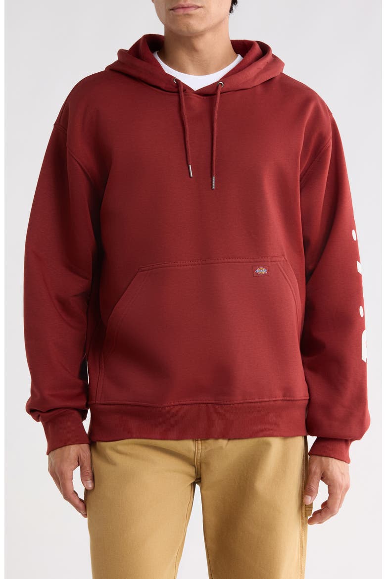 Workmark Fleece Hoodie, Main, color, WALLS DARK RED FAMILY