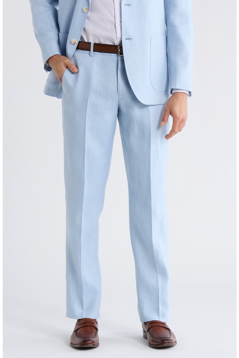 Trim Fit Linen Suit Separates Dress Pants, Main, color, BLUE CELESTIAL