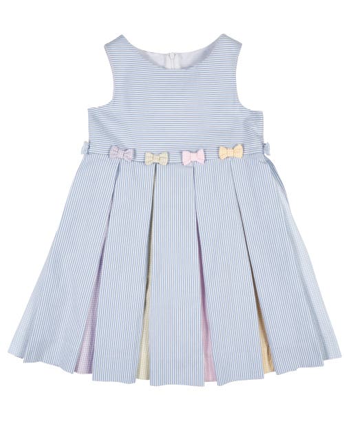 Florence Eiseman Kids'  Multicolor Seersucker Pleated Dress In Blue