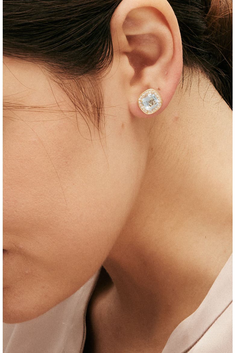 Cushion Studs, Alternate, color, Blue Topaz