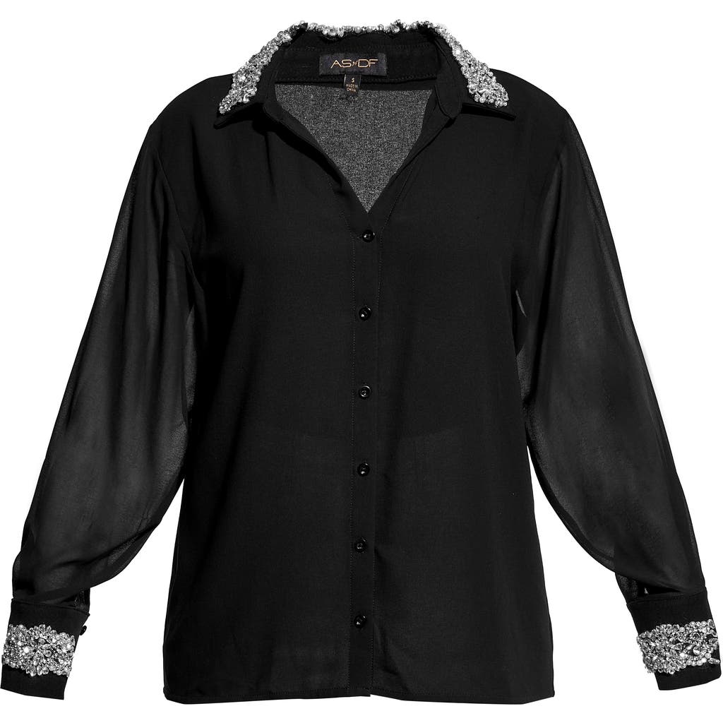 As By Df After Dark Embellished Blouse In Black