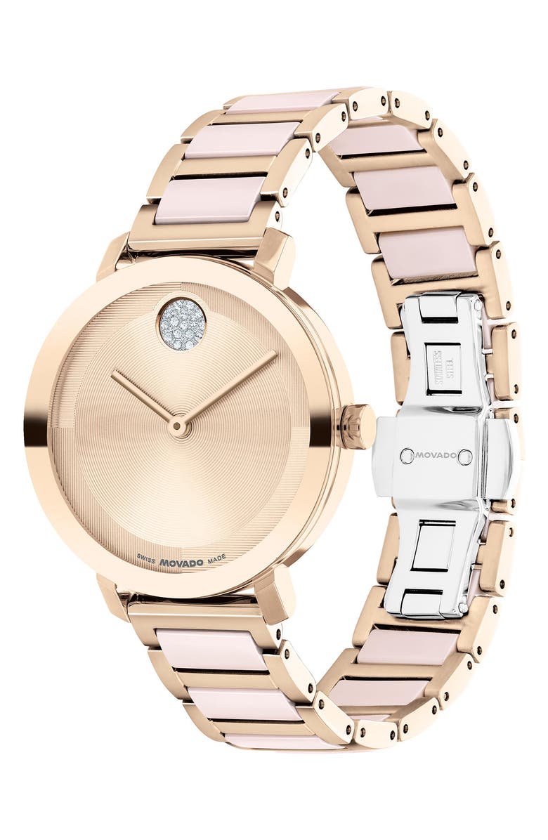 Movado Bold Evolution 2.0 Bracelet Watch, 34mm, Alternate, color, Rose Dial