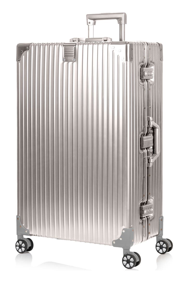 Elite Large Aluminum Hardside Suitcase, Main, color, SILVER