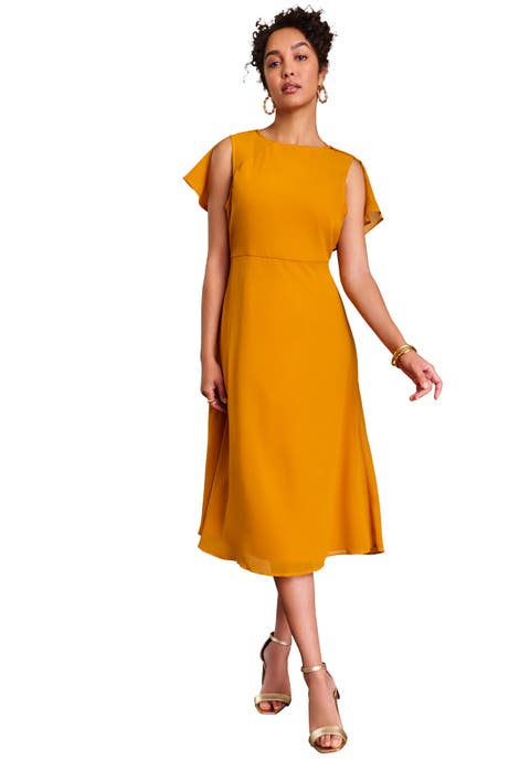 Georgette Fit And Flare Caplet Dress