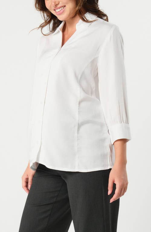 Marion Three-quarter Sleeve Twill Maternity Button-up Top