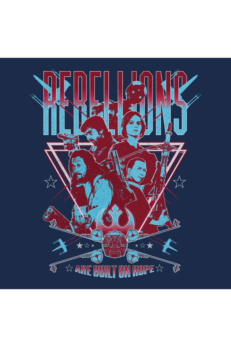 Mens Star Wars Rogue One Rebellions Are Built On Hope T Shirt, Alternate, color, Navy Blue Heather