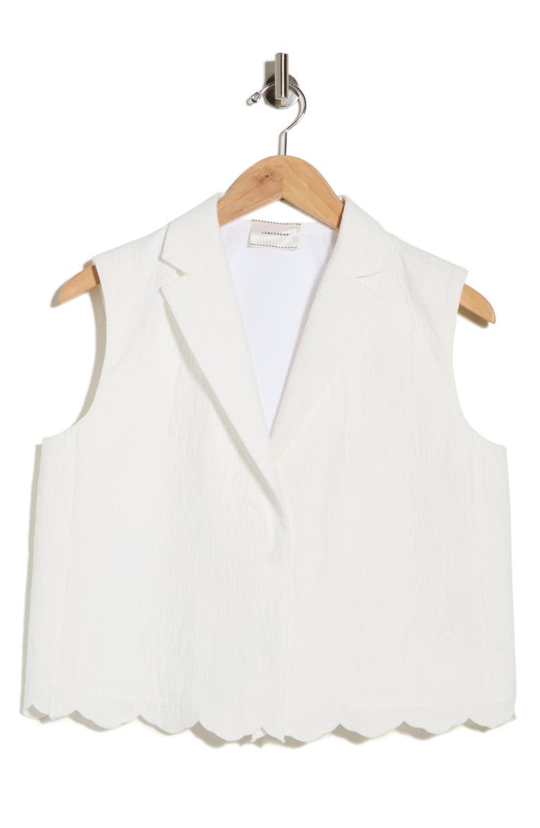 Longchamp Scallop Hem Vest, Main, color, White
