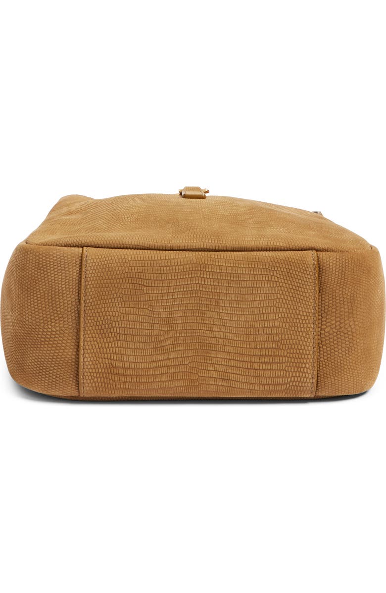 Saint Laurent Small Le 5 À 7 Snakeskin Embossed Suede Shoulder Bag, Alternate, color, Dark Pistacchio