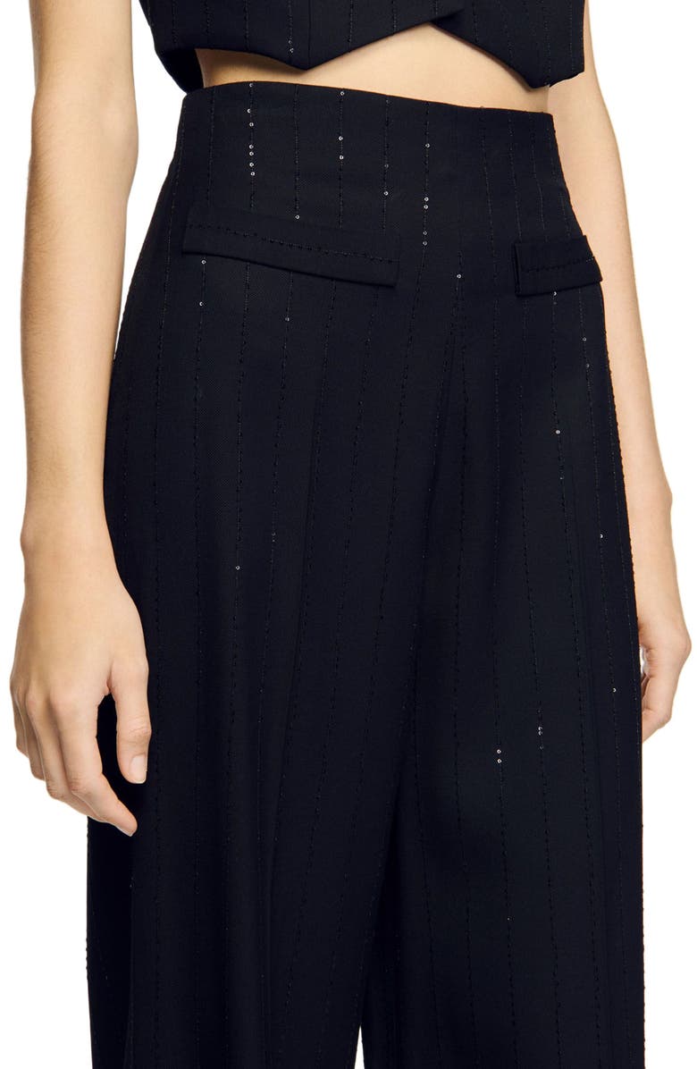 SANDRO Sequinned suit trousers, Alternate, color, Black