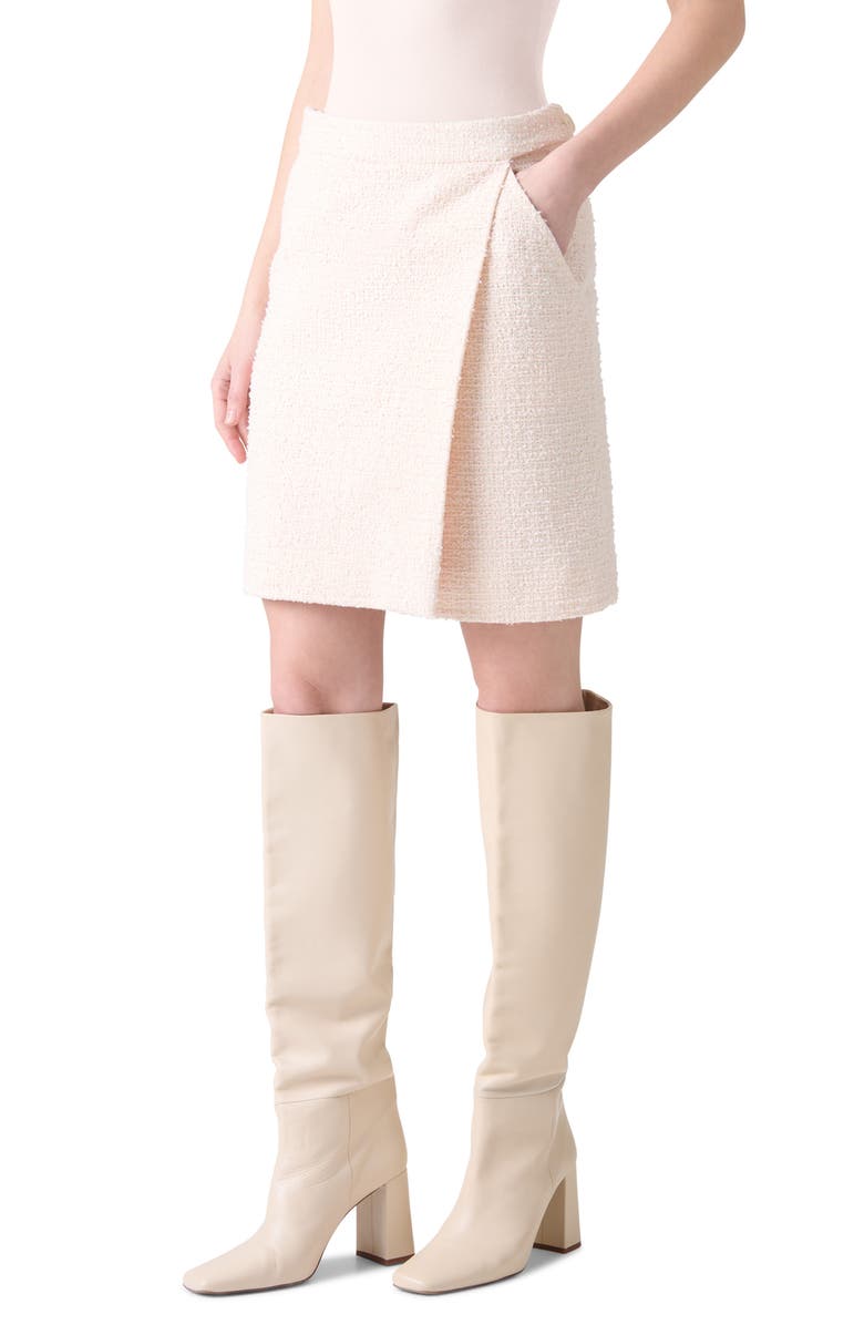 Akris punto Bouclé Tweed Faux Wrap Skirt, Alternate, color, Pale Pink-Cream