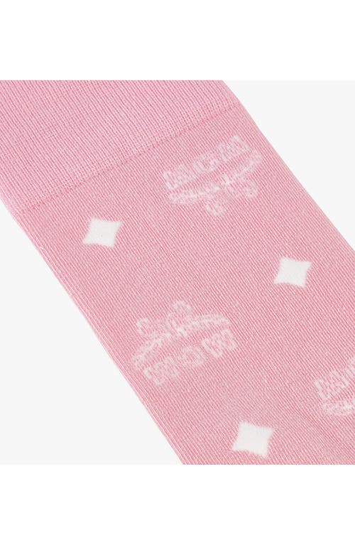 Mcm Monogram Knit Socks In Pink