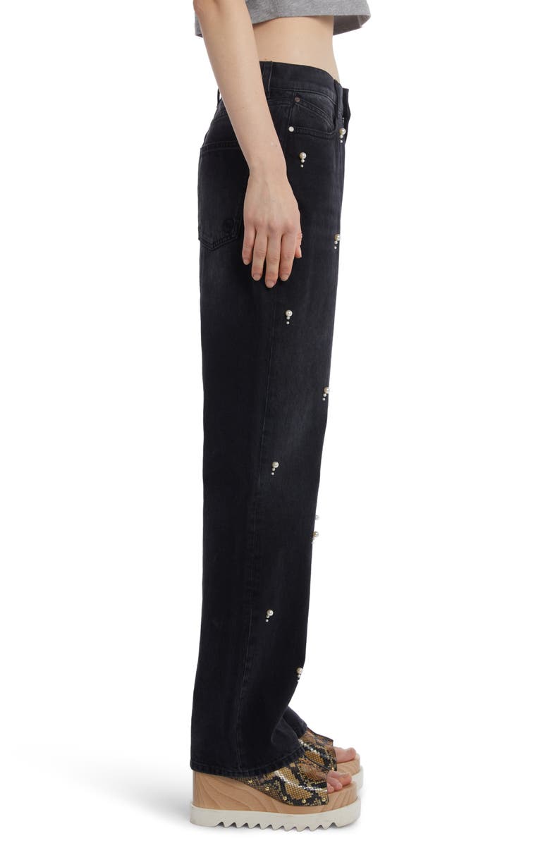 Stella McCartney Imitation Pearl Embellished Straight Leg Jeans, Alternate, color,
