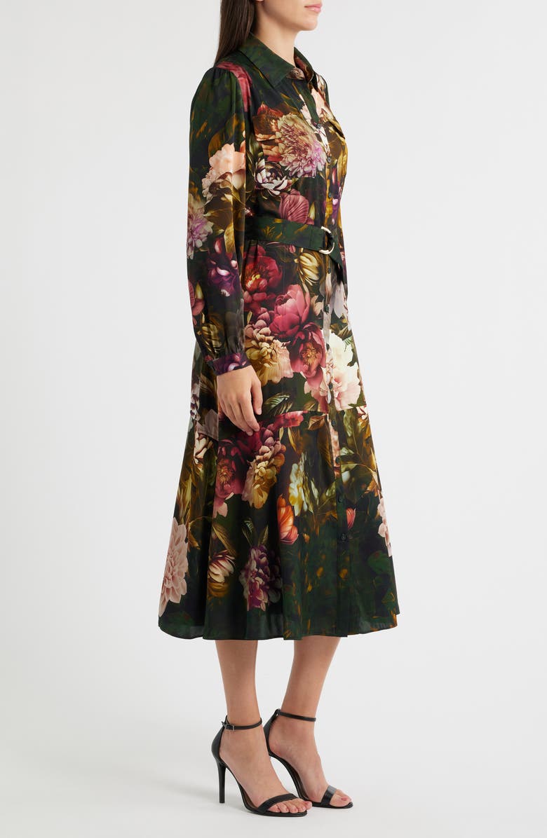 Elie Tahari The Mila Floral Print Long Sleeve Shirtdress, Alternate, color, 