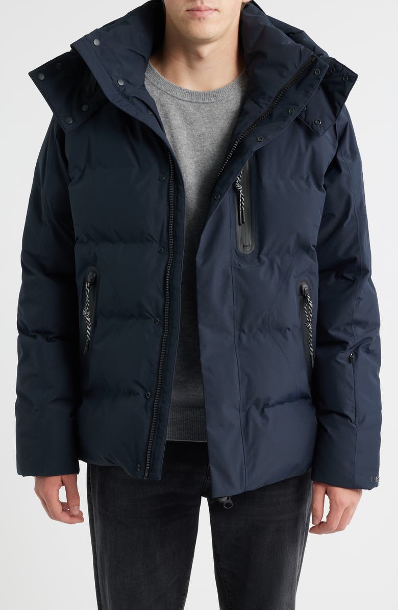 Save The Duck Malaku Waterproof Puffer Parka with Removable Hood, Main, color, Blue Black