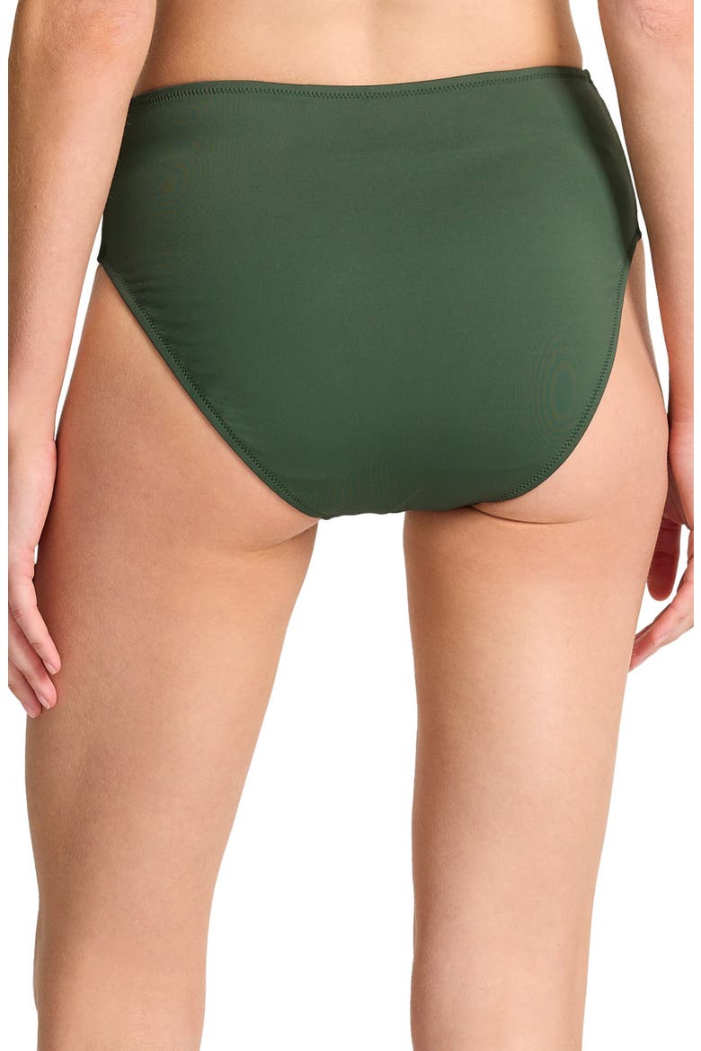 Palm Modern High Waist Bikini Bottoms, Alternate, color, DARK TEA LEAF
