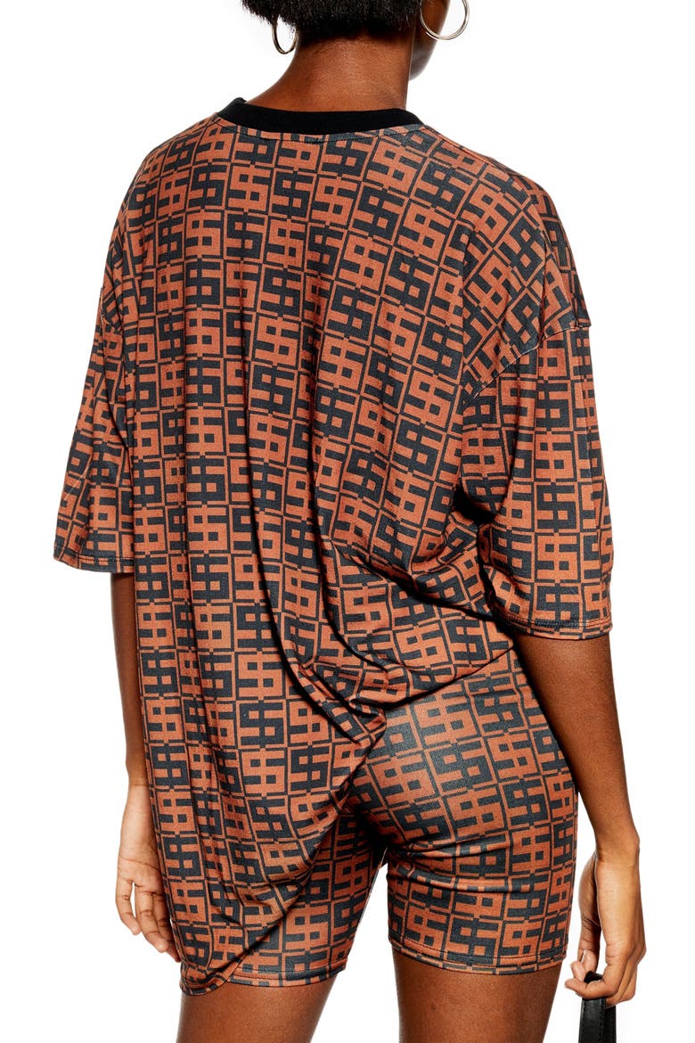 Monogram Oversize Boyfriend Tee, Alternate, color, BROWN MULTI