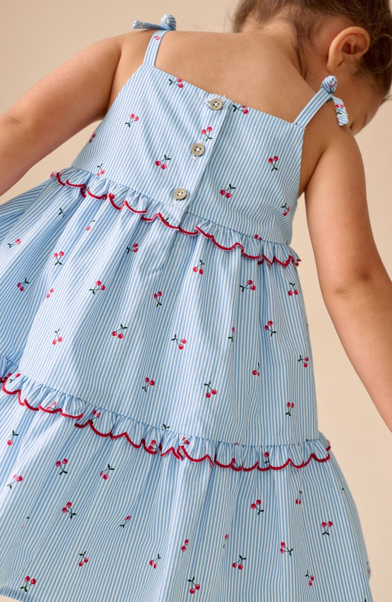 NEXT Kids' Cherry Stripe Sundress, Alternate, color, Blue