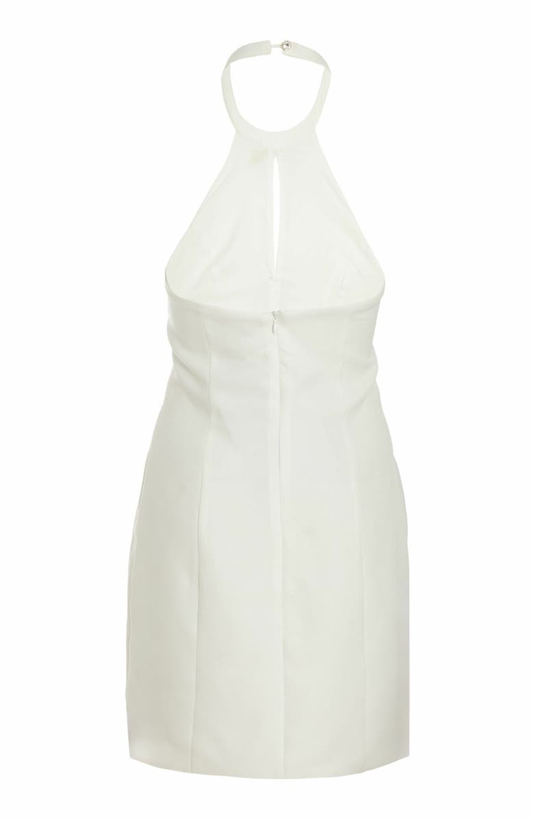 QUIZ Woven Halter Neck Dimante Bow Mini Dress, Alternate, color, 